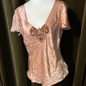 Dana Buchman Blush Embellished Blouse